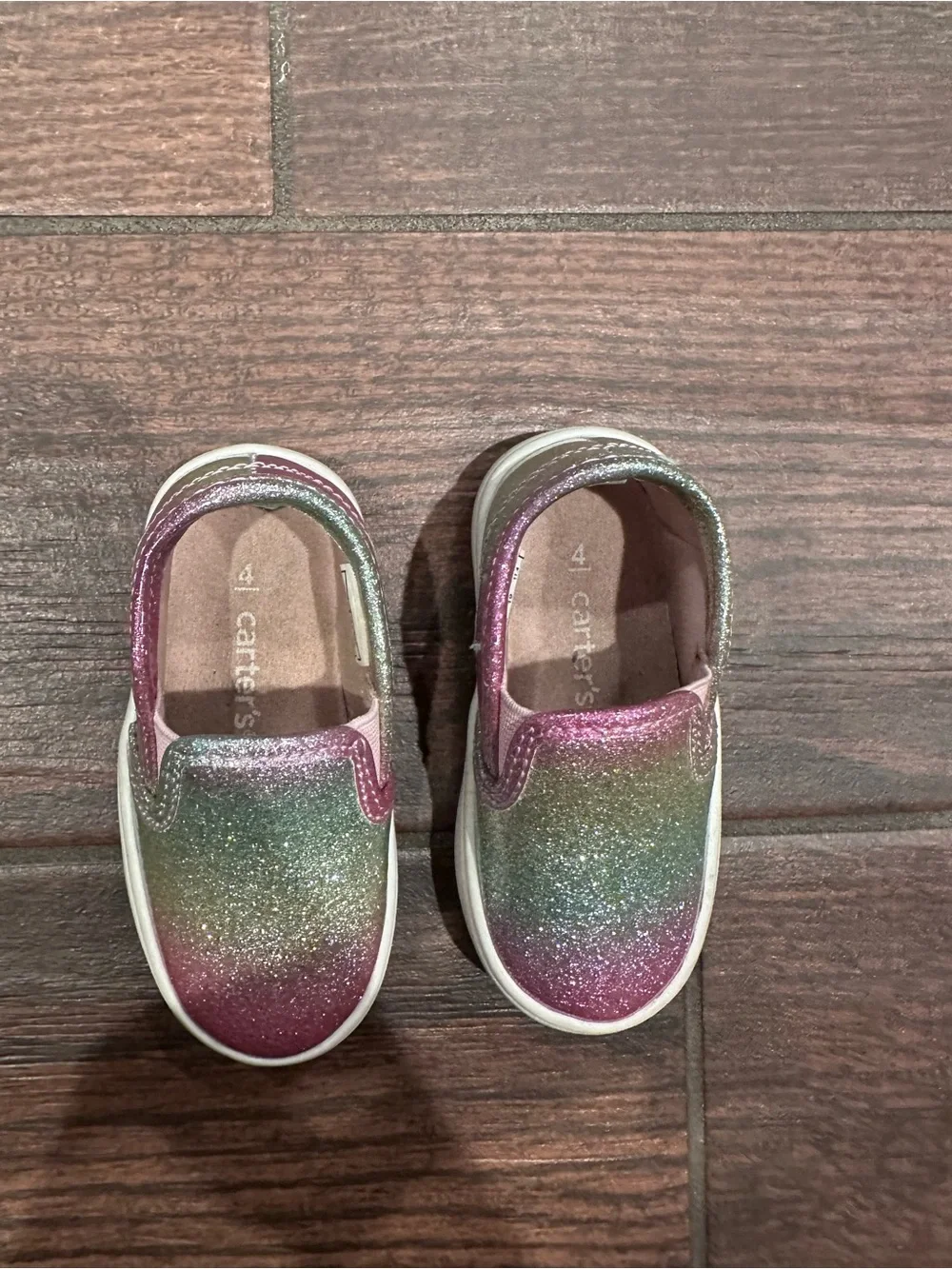 Carter's Glitter Slip-On Sneakers - Pink Green Ombre